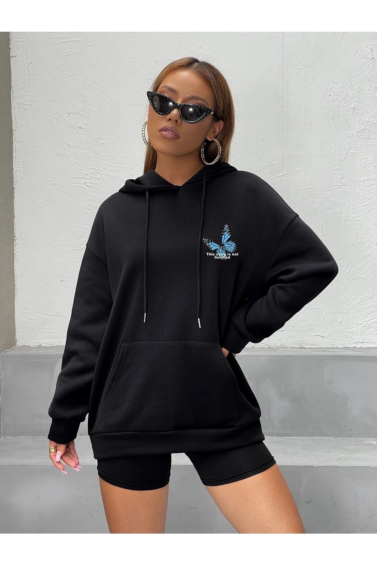 Butterfly black hoodie shop
