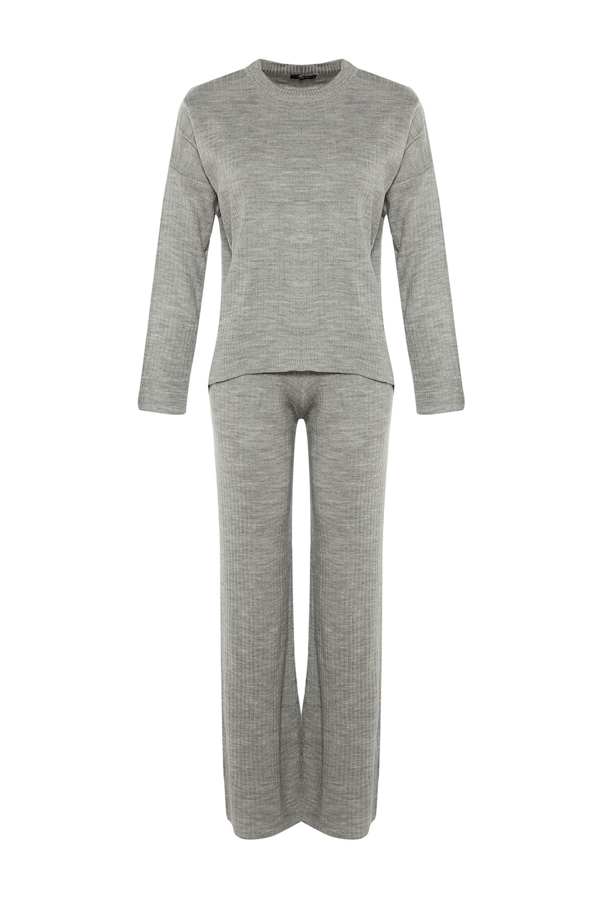 Trendyol Collection-Graues Strickset mit Rundhalsausschnitt - Lower & Upper TWOSS20AU0084 8