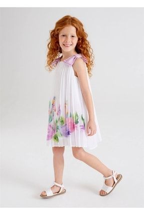 Kız Çocuk Pileli Şifon Elbise M221-3913