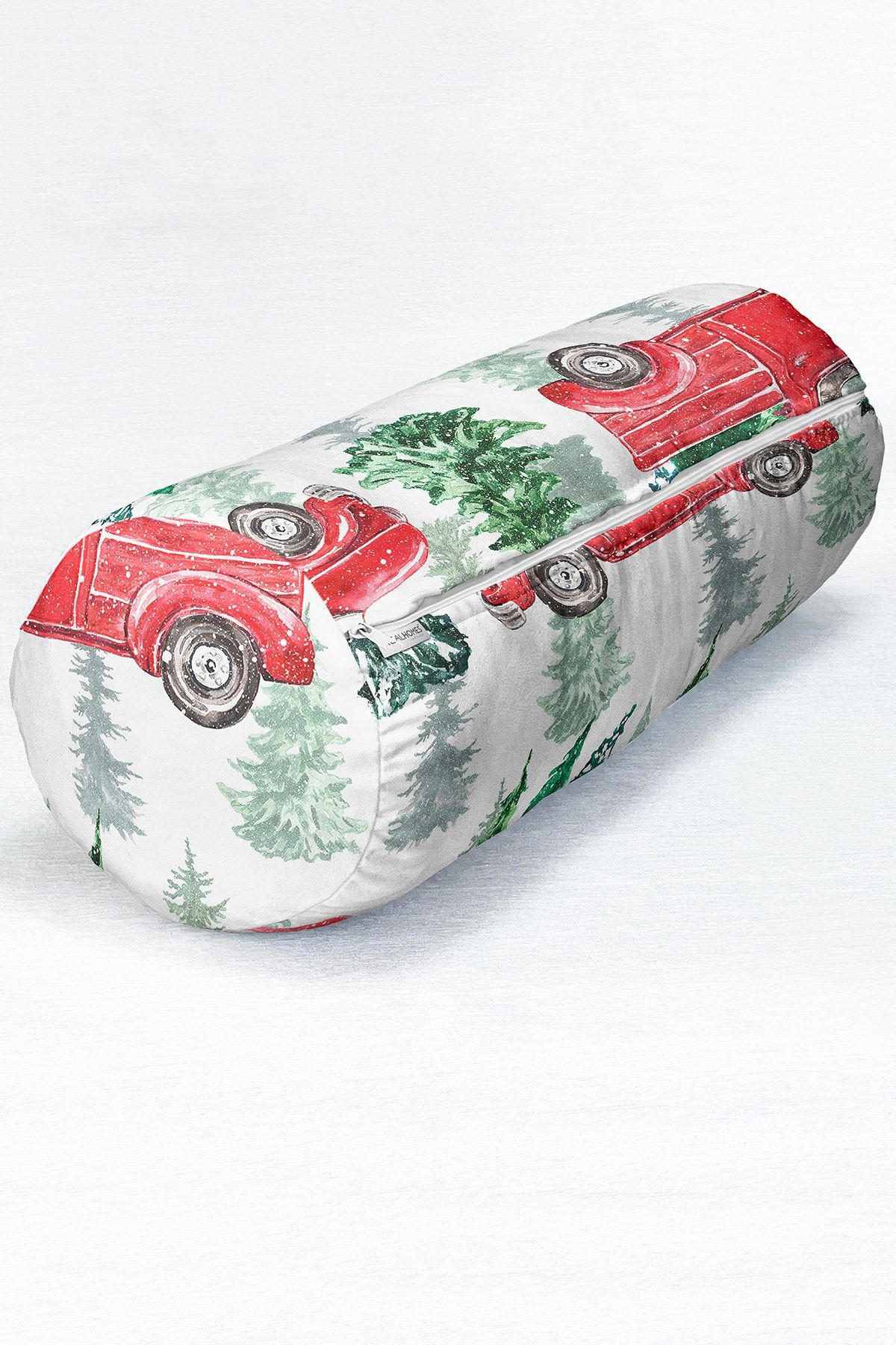 Realhomes-Digital Printed Soft Cylinder Shape Pillow with Pine Tree Pattern on White Background 4