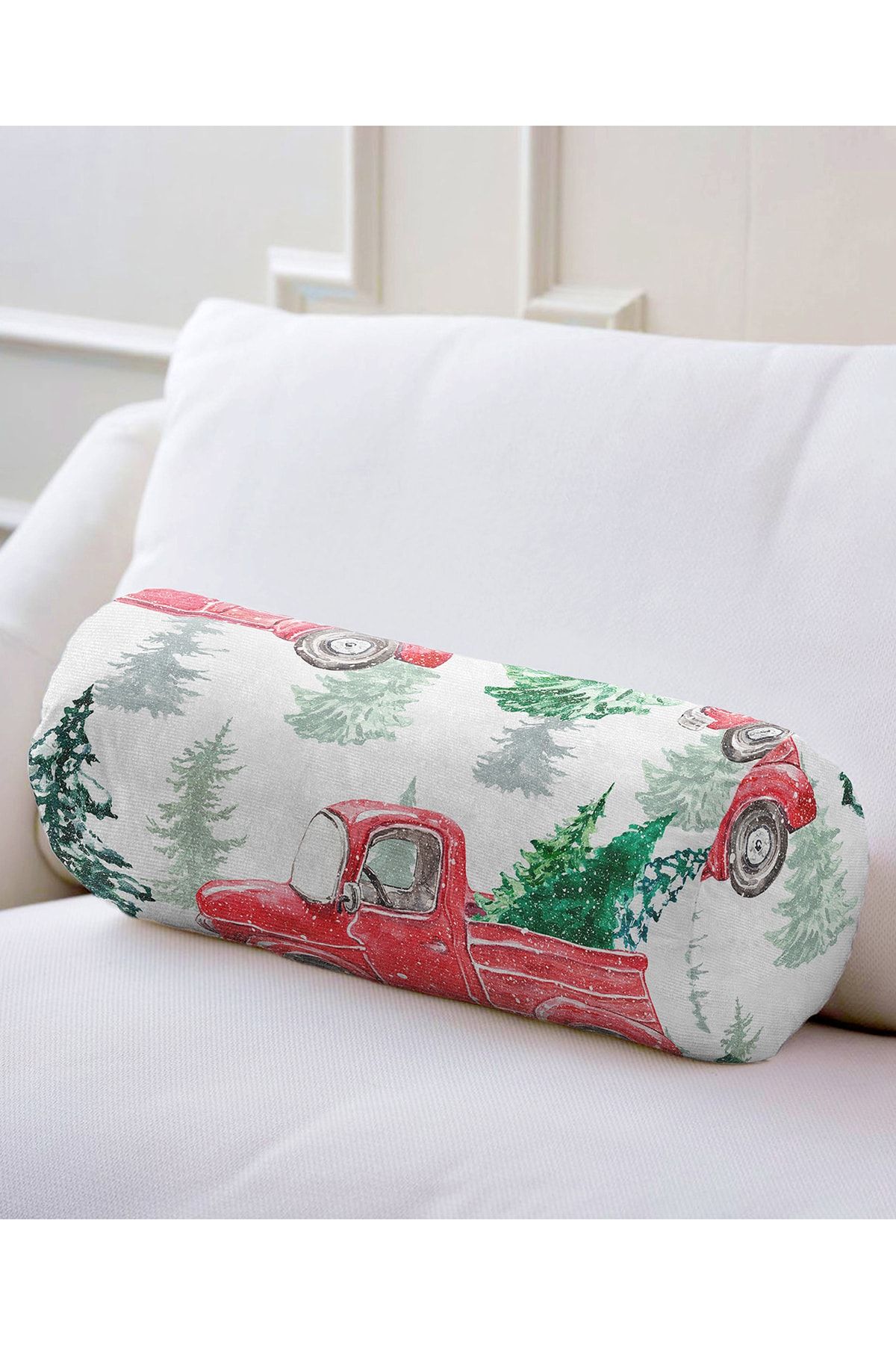 Realhomes-Digital Printed Soft Cylinder Shape Pillow with Pine Tree Pattern on White Background 5