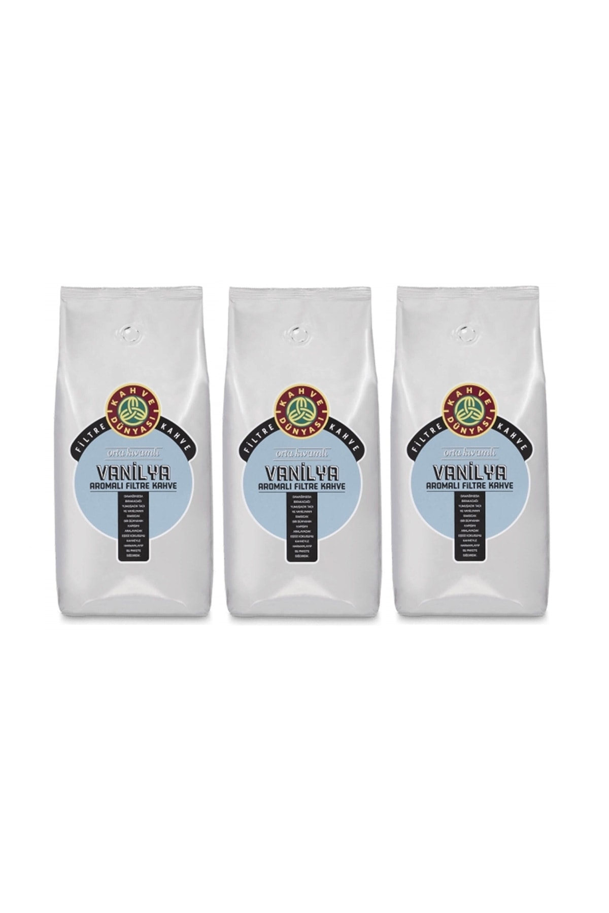Kahve Dünyası Vanilya Aromalı Filtre Kahve Çekirdek 3 Adet 1 Kg.