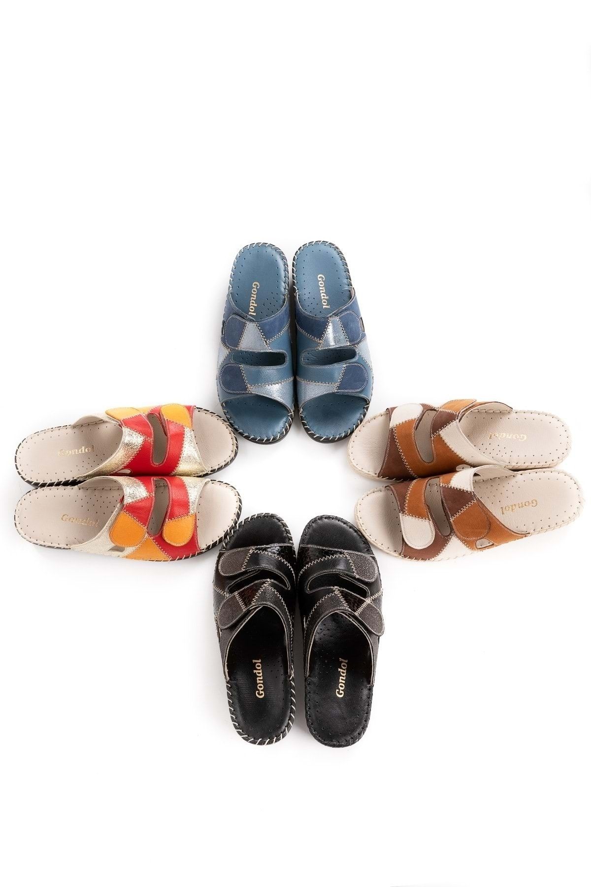 Gondol-Leather Multicolored Soft Anatomical Sole Slippers Yprk.999 - Black - 42 2