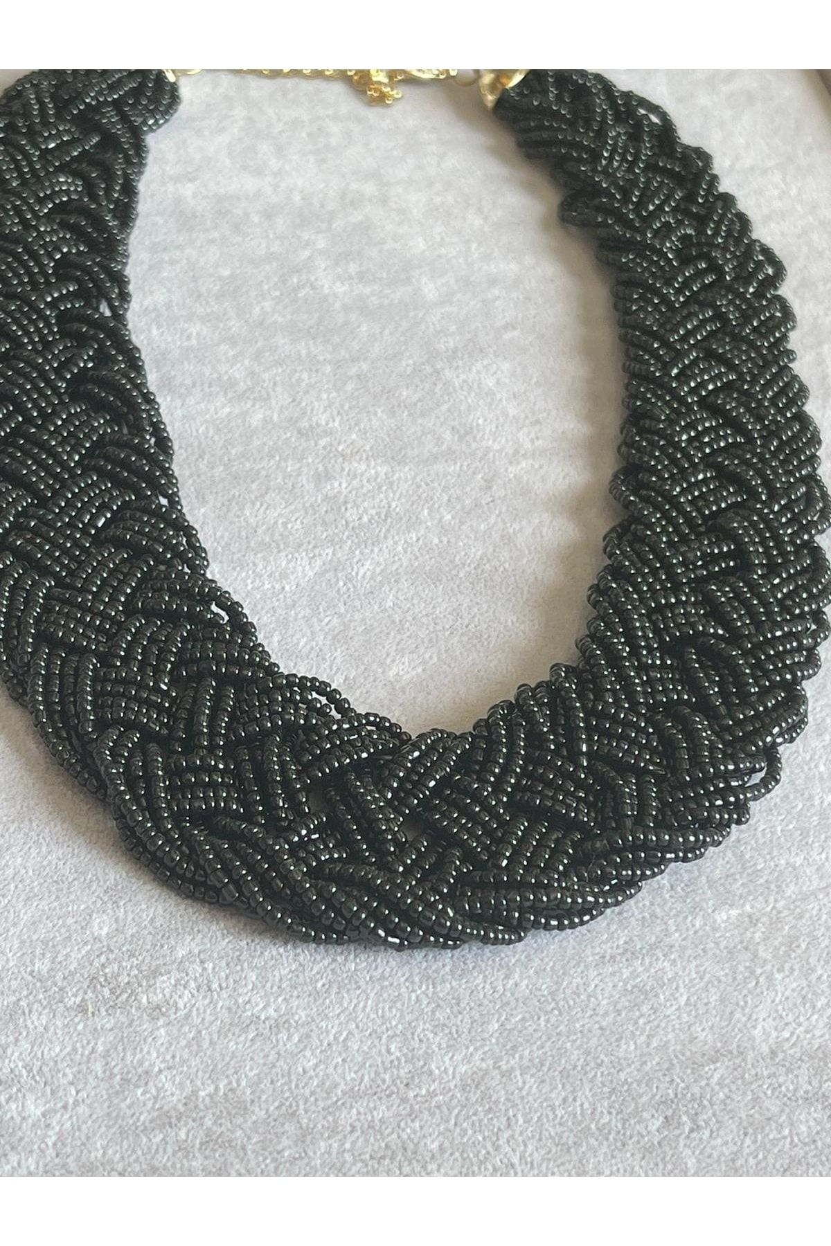 G n lden Tasar m Design Wicker Weave Sand Beaded Necklace Trendyol