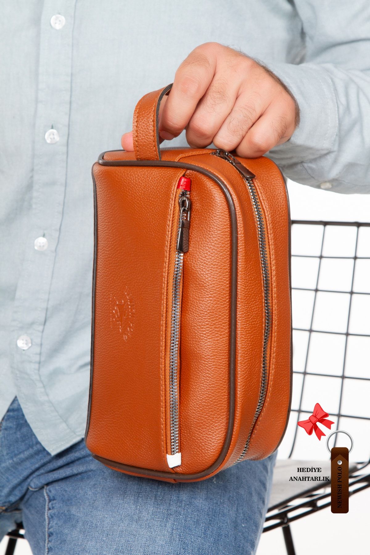 Newish Vegan Leather Waterproof Men s Shaving Bag Cosmetic Handbag