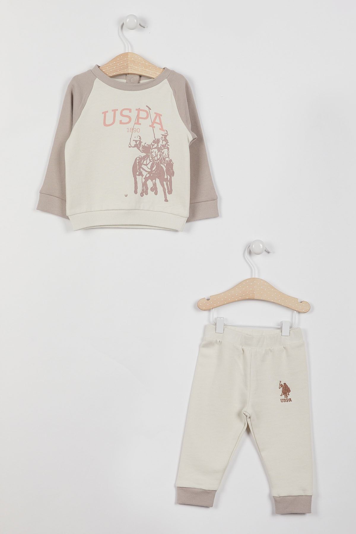 U.S. Polo Assn. U.s. Polo Assn Lisanslı Bej Erkek Bebek Uzun Kol Eşofman Takım