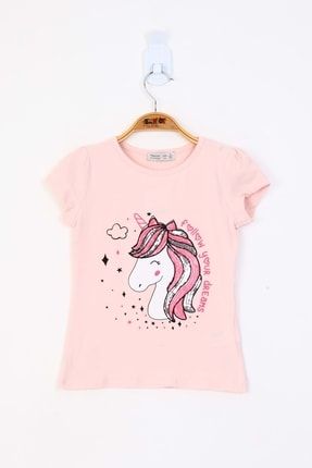 Kız Çocuk Unicorn Baskılı Pul Işlemeli T-Shirt 11171-