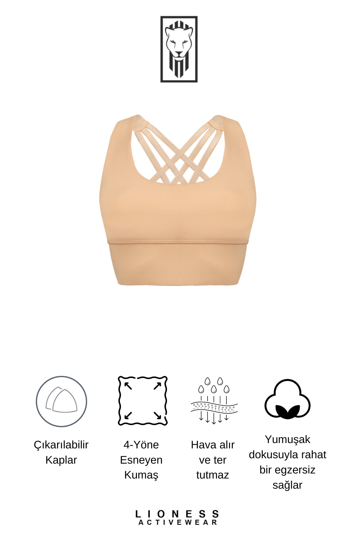 Lioness Activewear Ten Yüksek Destekli Sırt Detaylı Kaplı Spor Sütyeni görsel 4