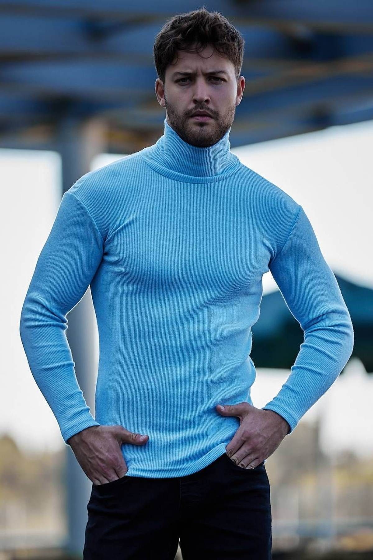 Baby blue deals turtleneck sweater