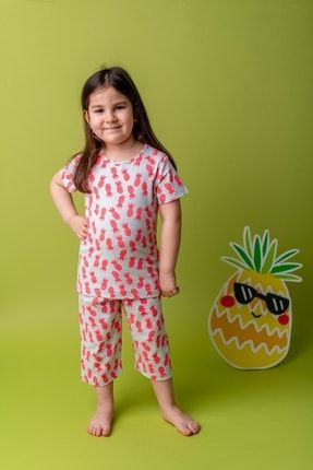 Kız Bebek Beyaz Pembe Ananas Pijama Takımı (1-6YAŞ) 01Z2PJM320