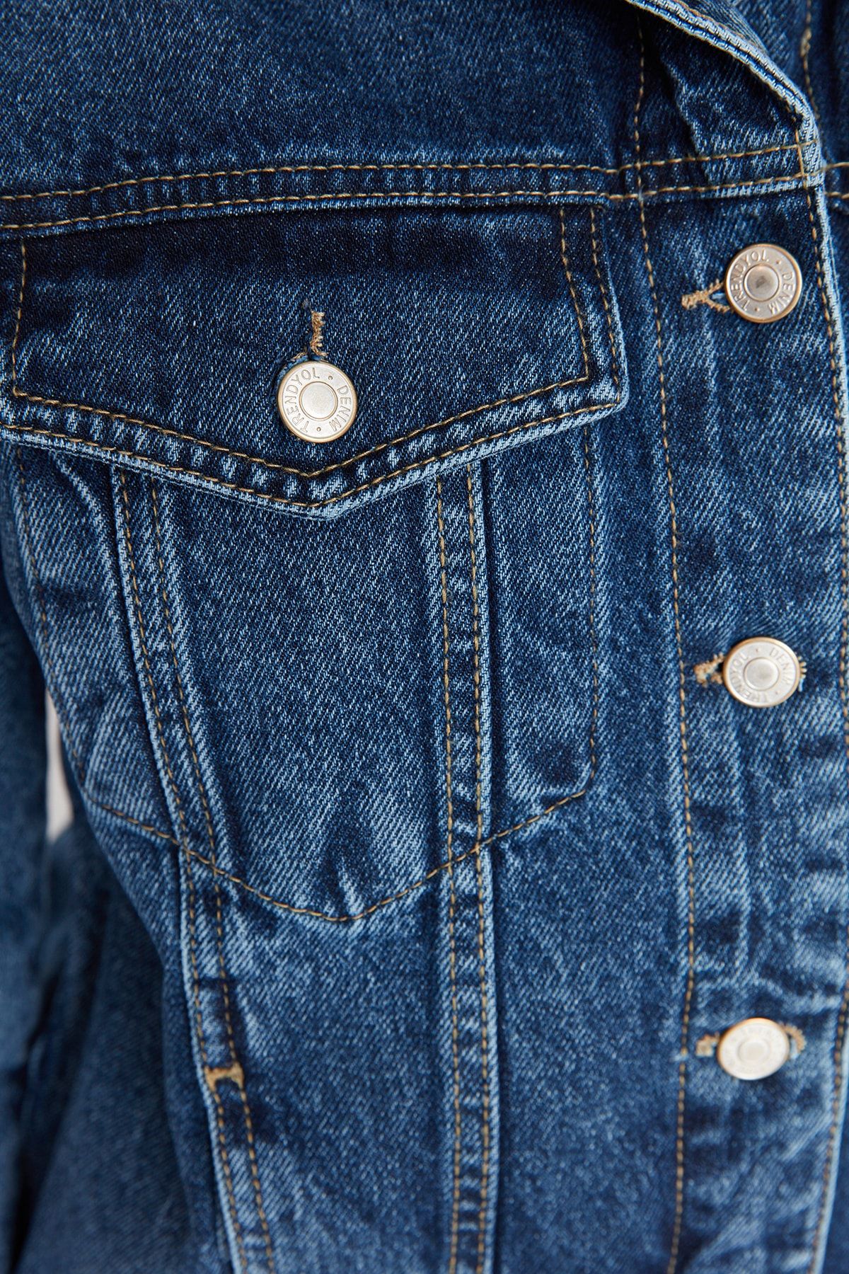 Koyu Mavi Basic Denim Ceket TWOSS22CE0253