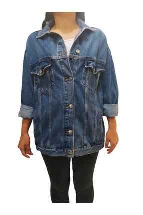 Kadın Mavi Orjinal Geniş Kalıp Topshop Jeans Denim Kot Oversize Geniş Kalıp Bayan Ceket 43312783