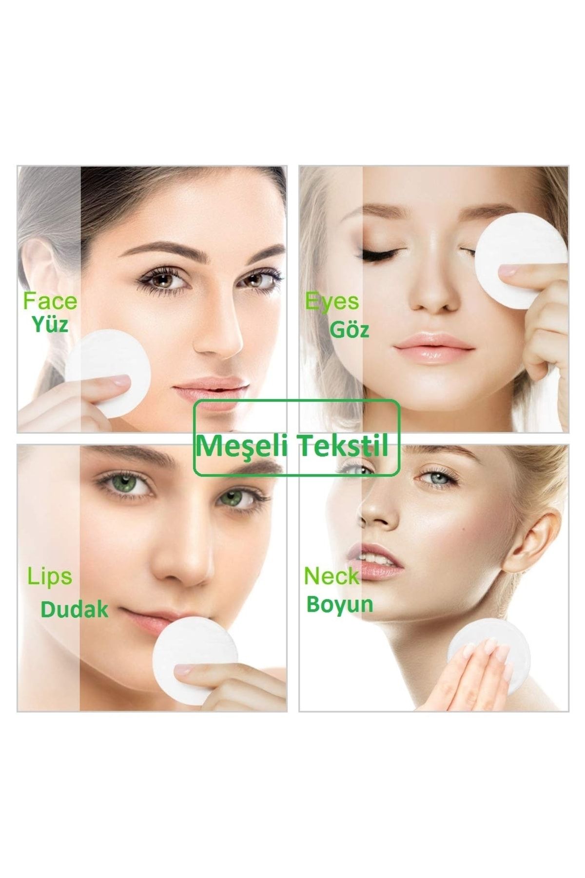 MEŞELİ TEKSTİL-12 Pieces Washable Eye Face Neck Lip Towel Makeup Removal Pad 1