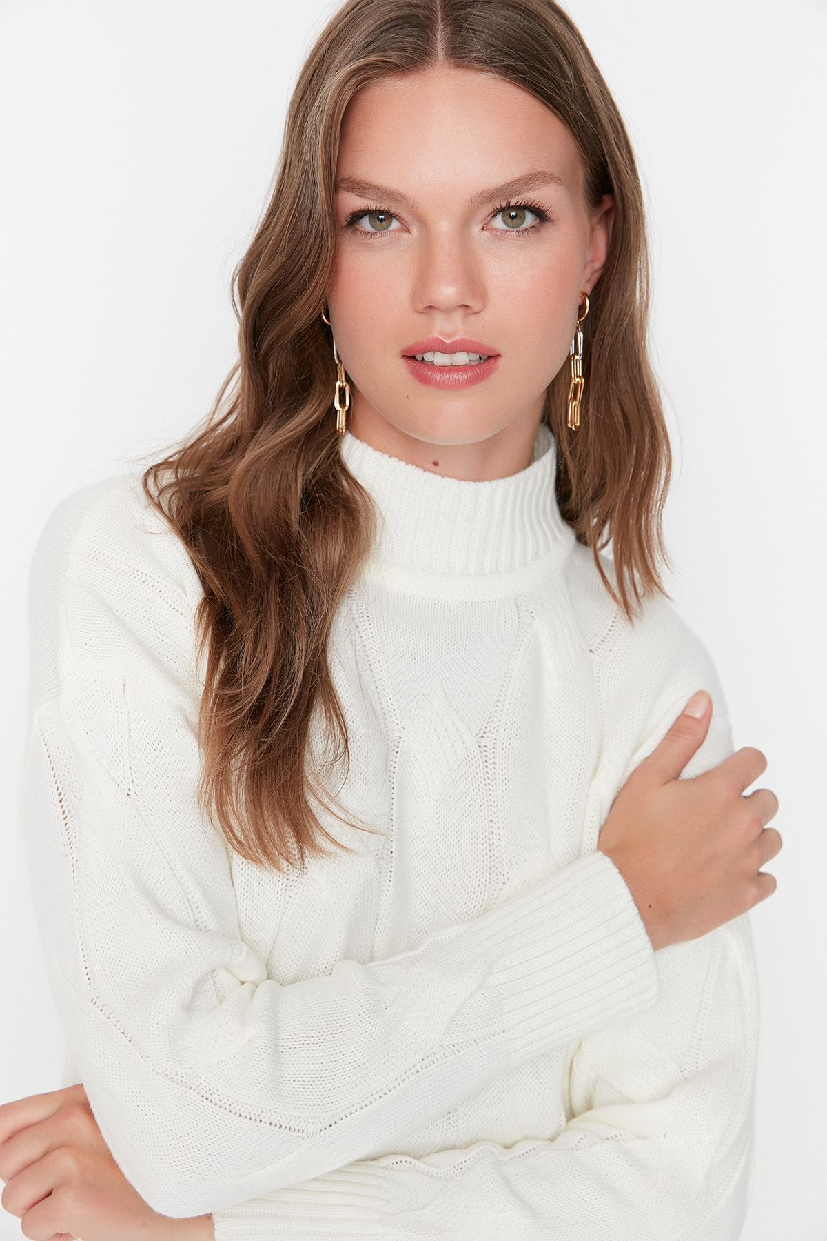 Trendyol Collection Pullover Ecru Regular Fit
