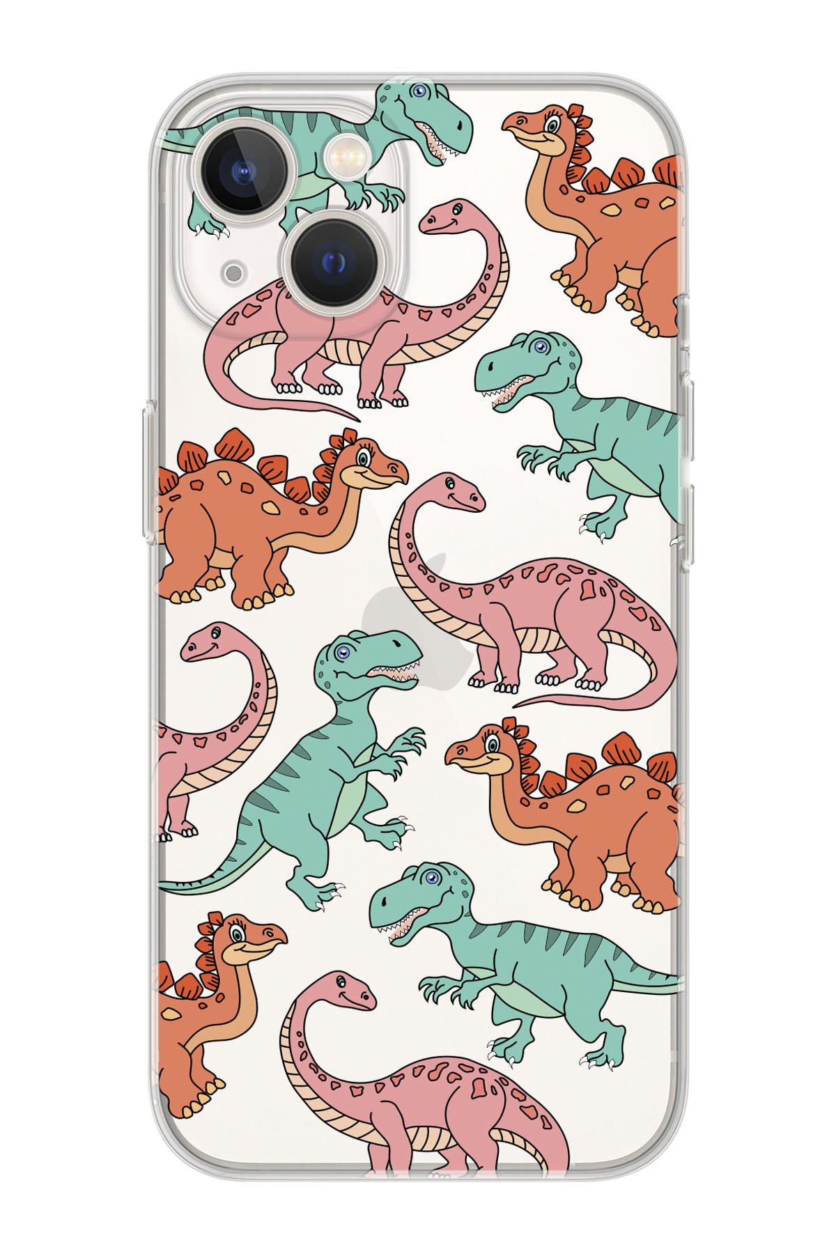 Premium Transparent Phone Case with Iphone 14 Plus Compatible Large Dinosaurs Design