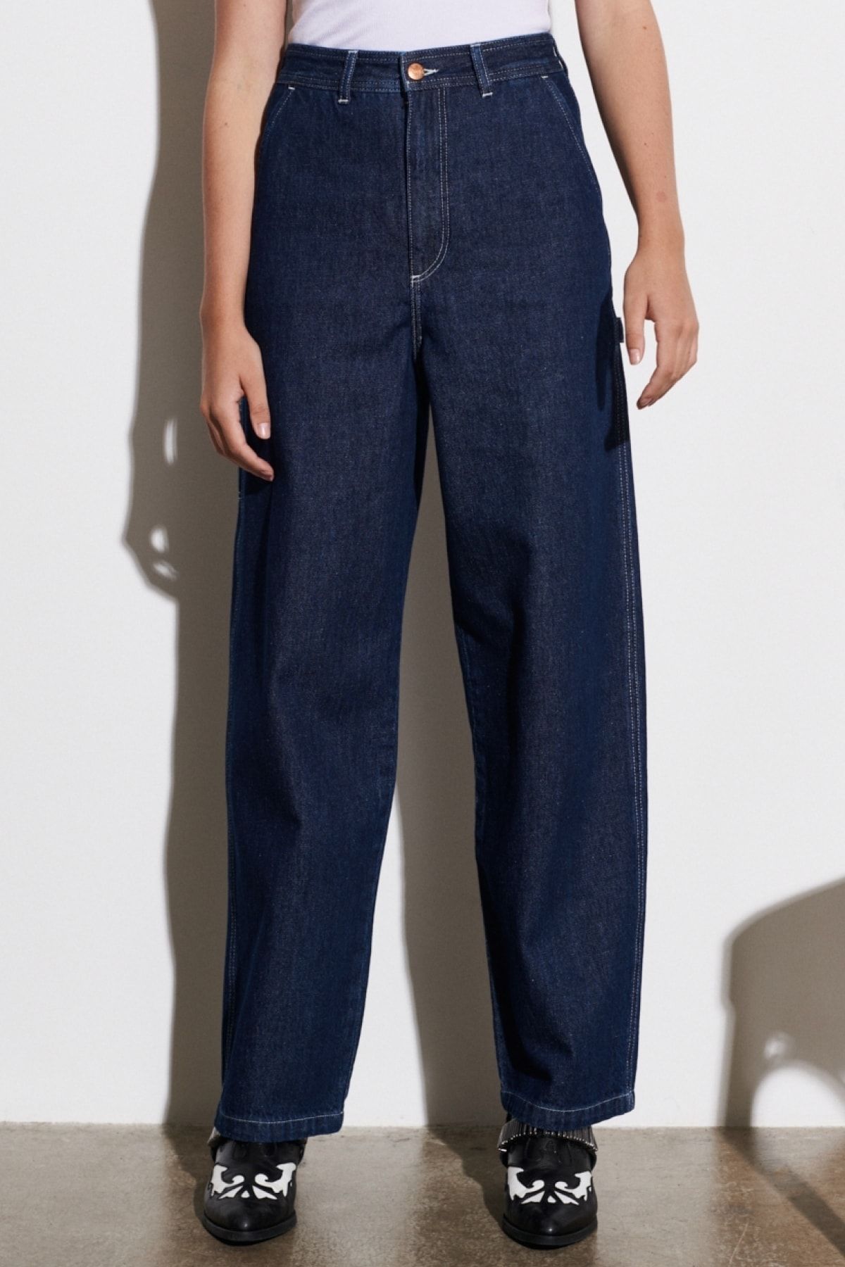WRANGLER-Blugi Carpenter Fit 100% bumbac cu talie foarte înaltă, cu picioare largi 3
