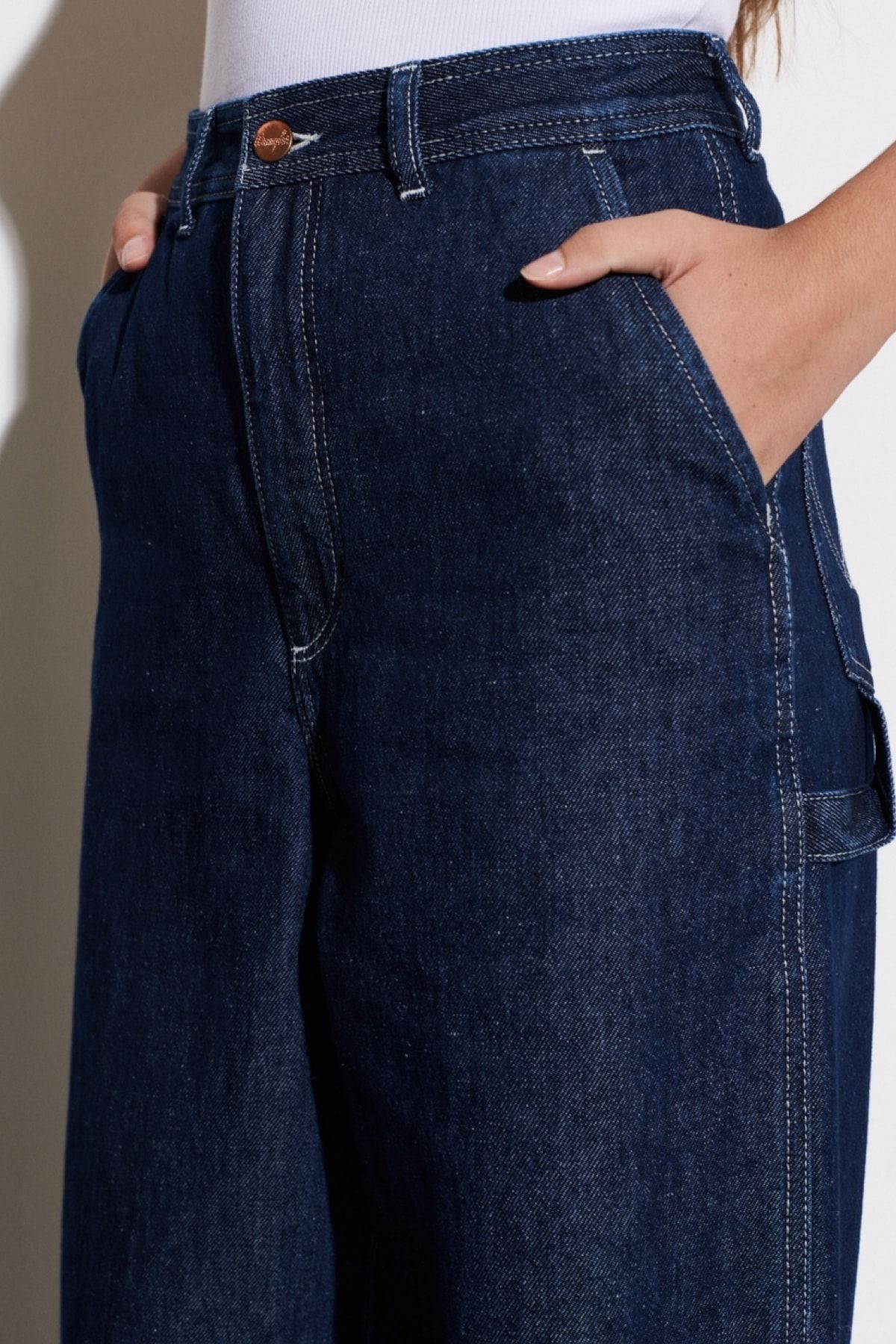 WRANGLER-Blugi Carpenter Fit 100% bumbac cu talie foarte înaltă, cu picioare largi 4