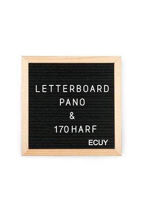 Yazı Panosu 170 Harf ve Emojili Ahşap Yazı Panosu 25x25 Cm Letter Board Mesaj Foto Çekim Yazı Pano EC555