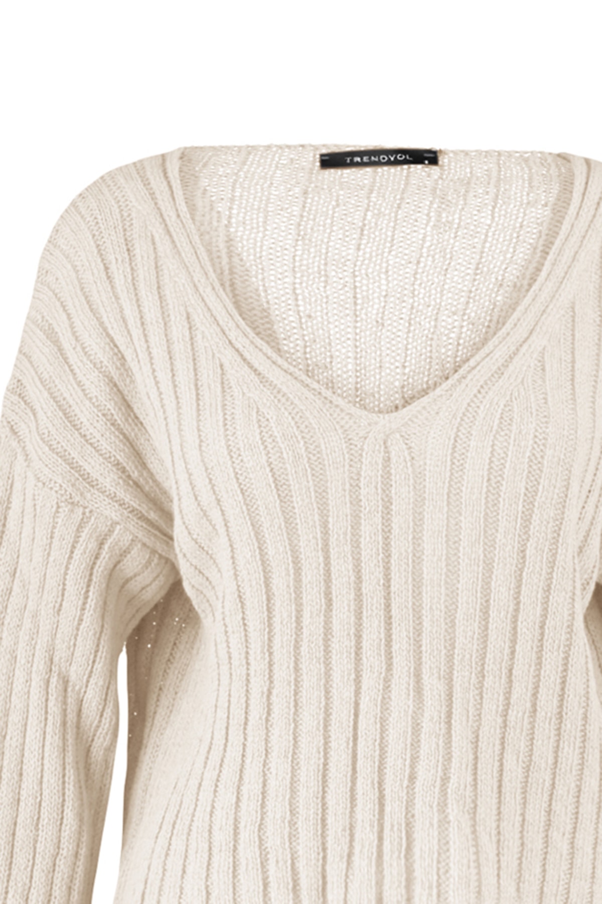 Trendyolmilla  Taş Merserize Görünümlü Yünlü Geniş Kalıp Basic Triko Kazak TWOAW23KZ01844 - Görsel 7