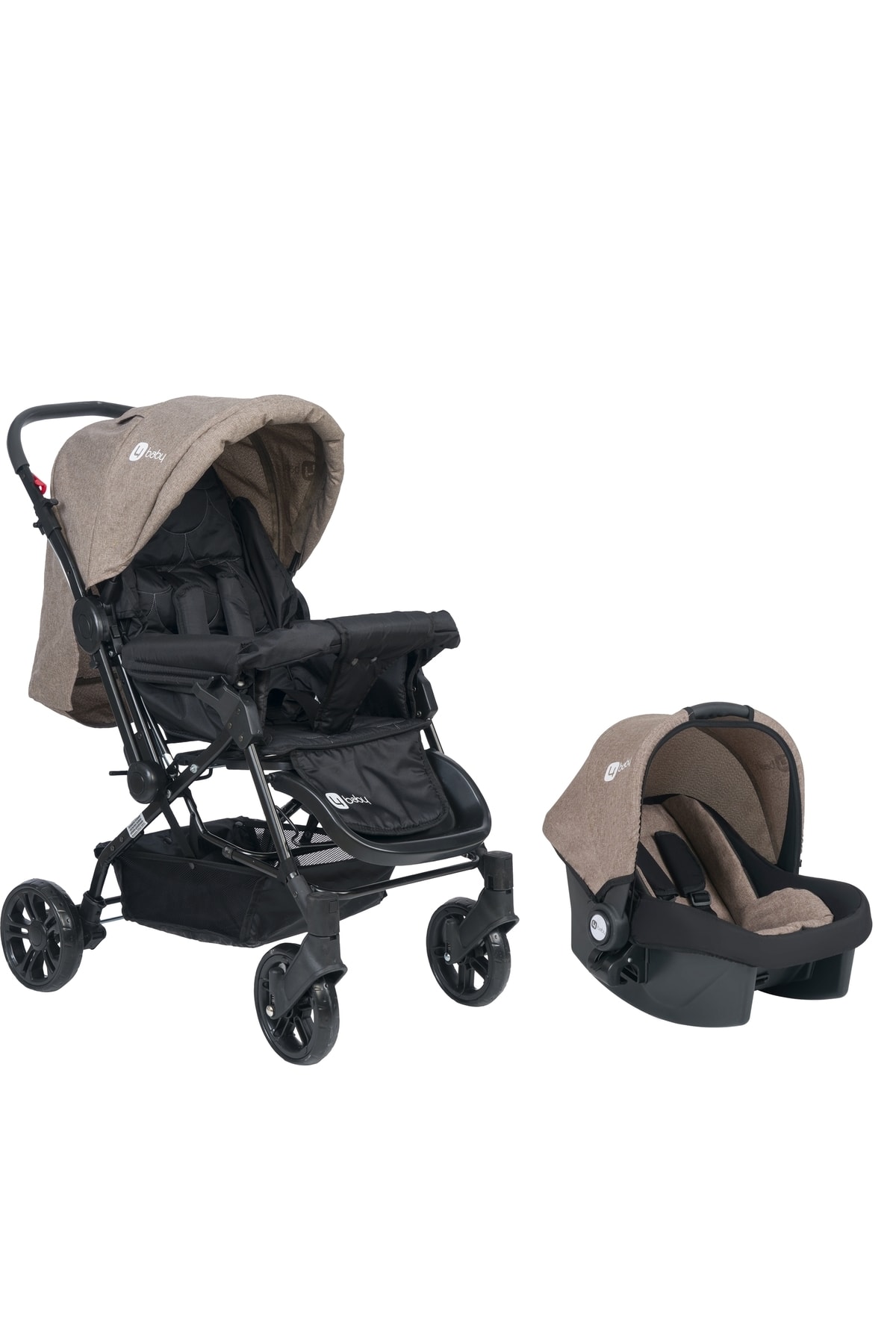 USF Travel Sistem Çift Yönlü Bebek Arabası 4 Baby - Bebek Arabası Kahve+puset+gs Çanta NE11456