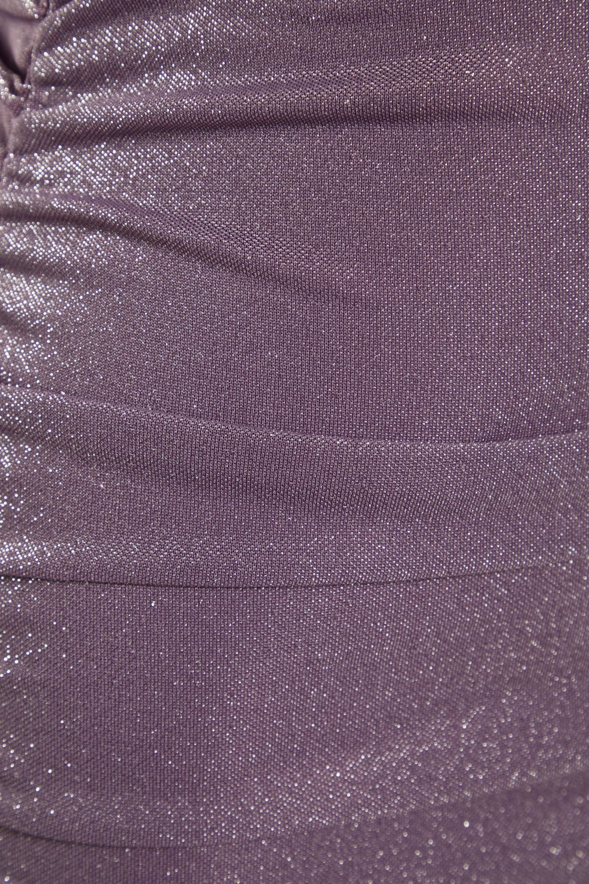 Trendyol Collection-Kurzes, stilvolles, lila Abendkleid aus Strick mit Bügeldetail TPRAW23EL00247 7