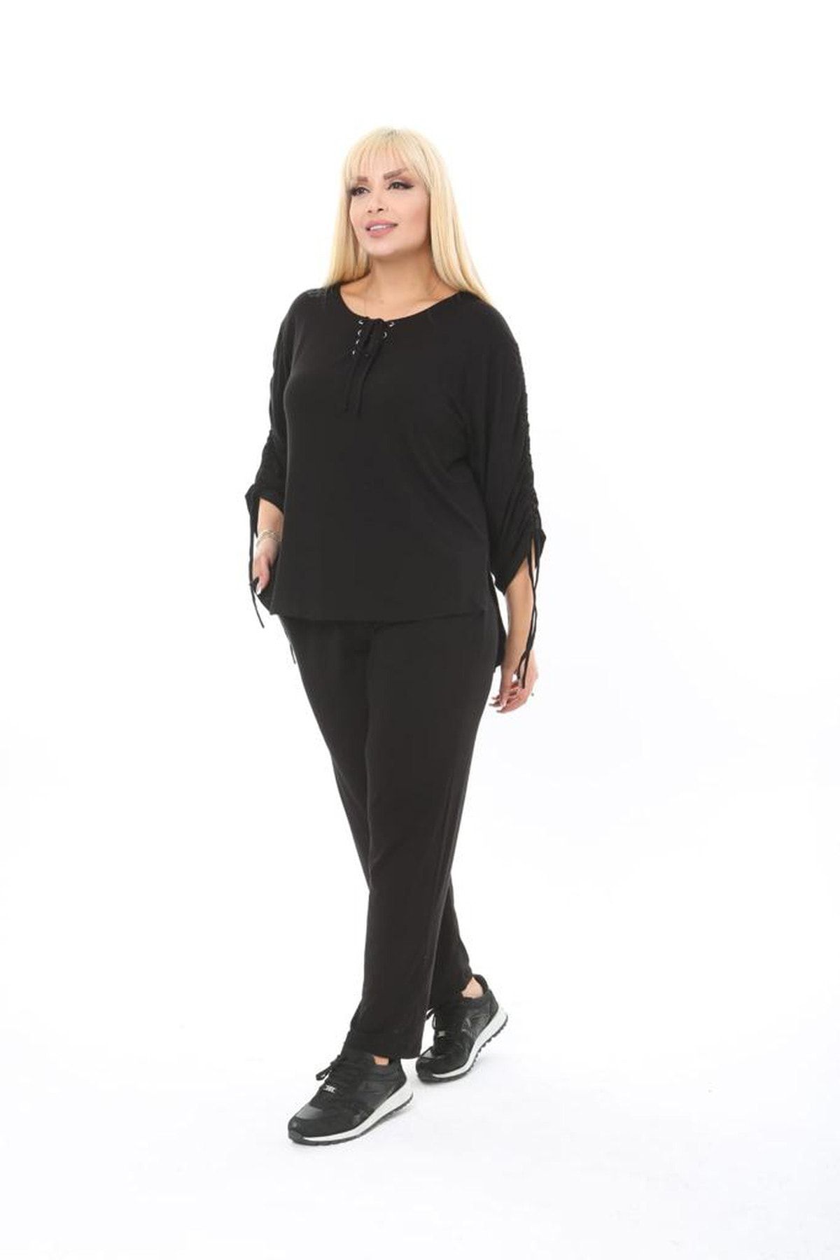 xlargebutik Plus Size Women's Clothing Flexible Comfortable Fit Stylish Suit  Black