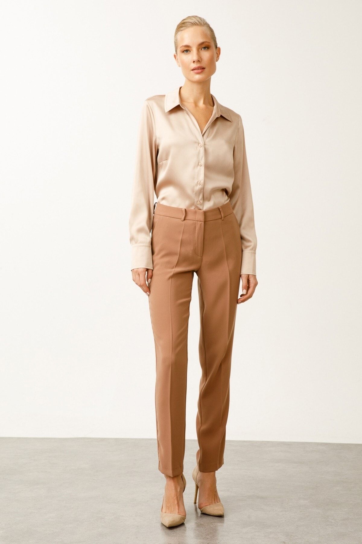 Buy Friends Like These Neutral Camel Petite Tailored Ankle Grazer Trousers  from Next India