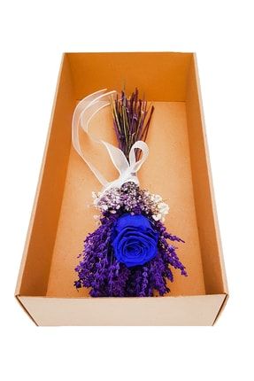 Özel Kutusunda Purple Feast Solmayan Gül (XL) & Lavanta Buketi & Özel Gün Hediyesi & Kuru Çiçek CS0186
