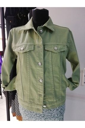 Taşlanmış Denim Ceket Mint Yeşili cesm25-5223