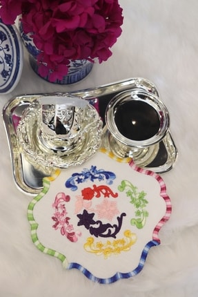 EKKE HOME Raınbow Tekli 1 Adet Kokteyl Peçetesi 7 Renk Nakışlı E4148