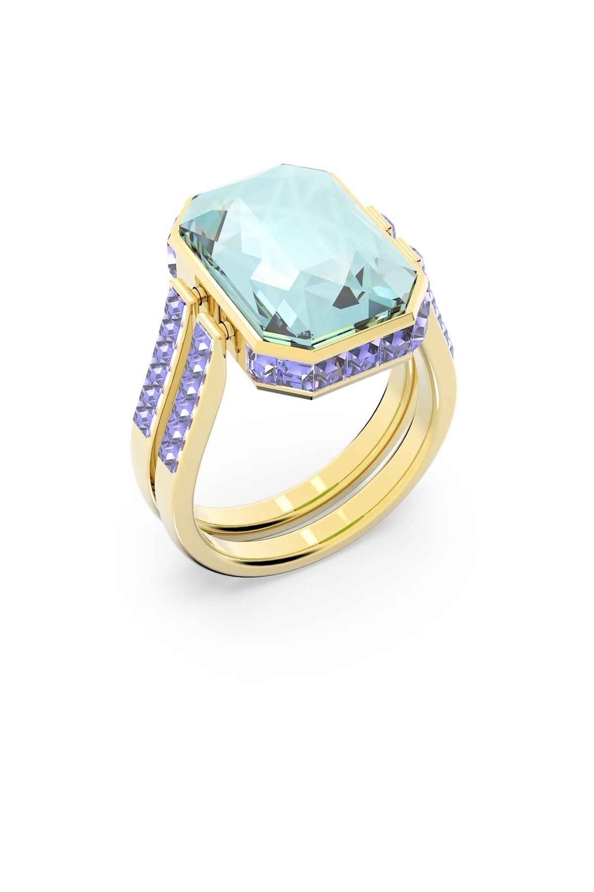 Swarovski Orbita Ring, Octagon Cut, Multicolored, Gold-Tone Plated 5640248  (Size 55/M/7) - Four Seasons Jewelry