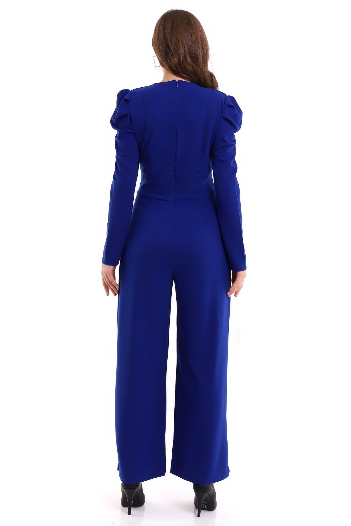 Blue jumpsuit hot sale long sleeve