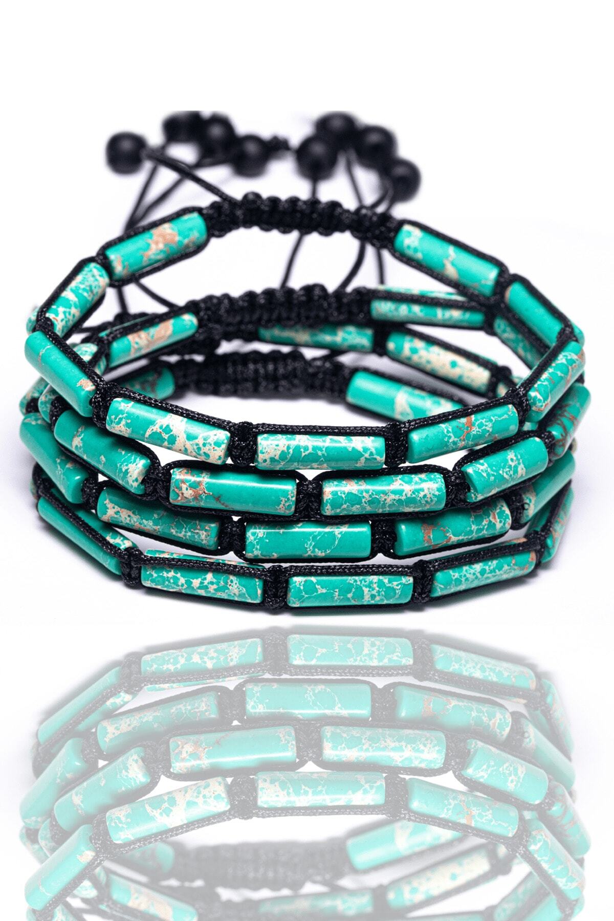Tesbih Atölyesi-Certified Turquoise Varisite Stone Natural Stone Bracelet 2