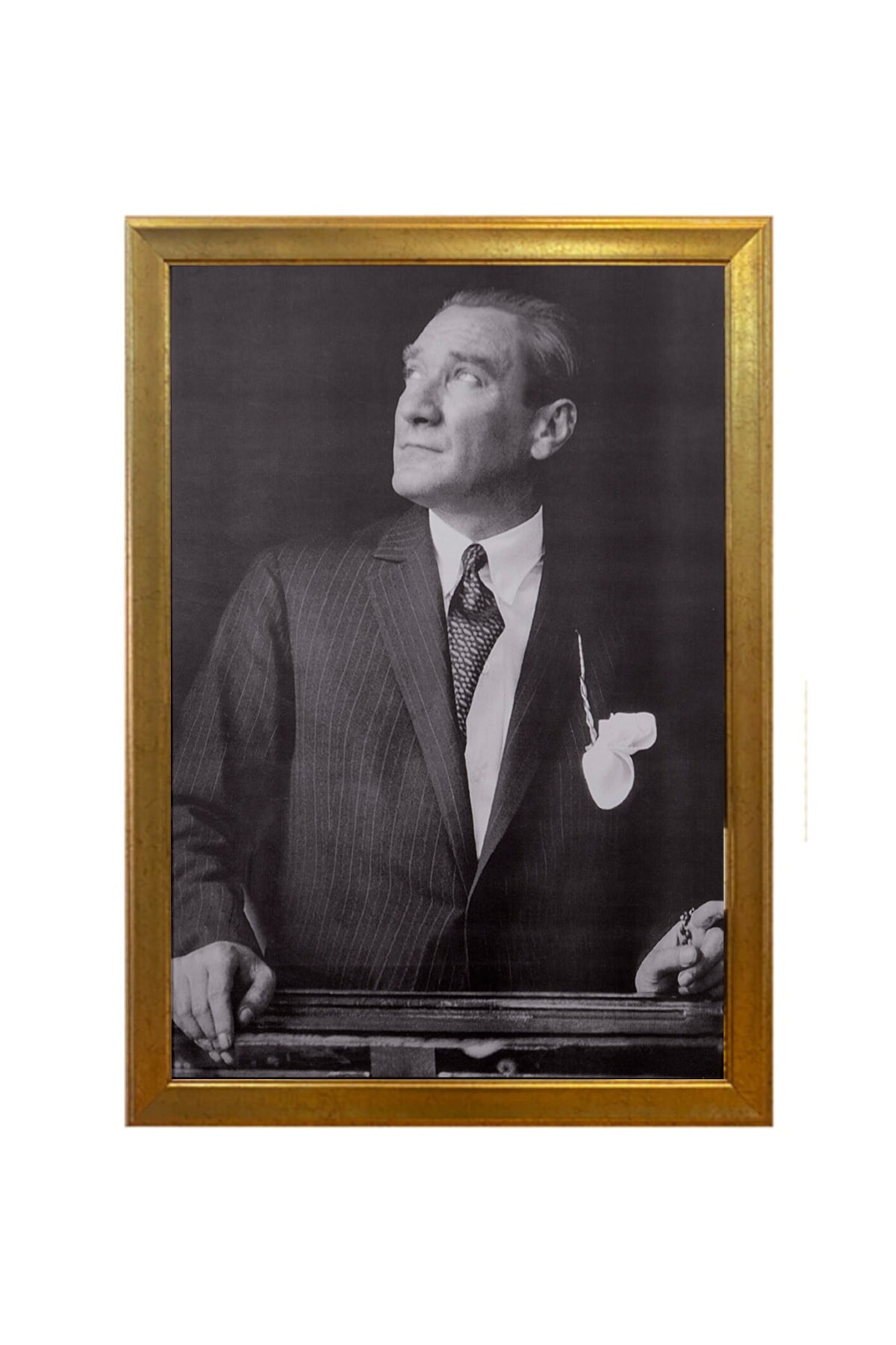 BELLARTE Yaldız Çerçeveli Atatürk Portresi- Altın Çerçeveli Atatürk Tablosu 55x75cm