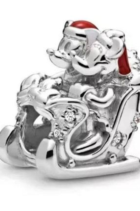 Disney Minnie Mickey Noel Kızağı Bileklikleri İçin Gümüş Charm CHR788450C01SDR
