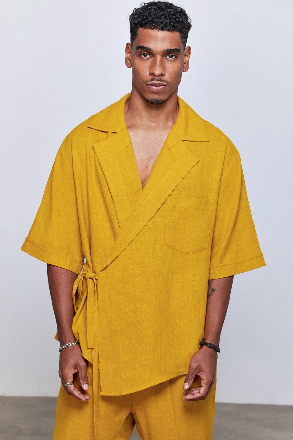 Mustard linen jacket store