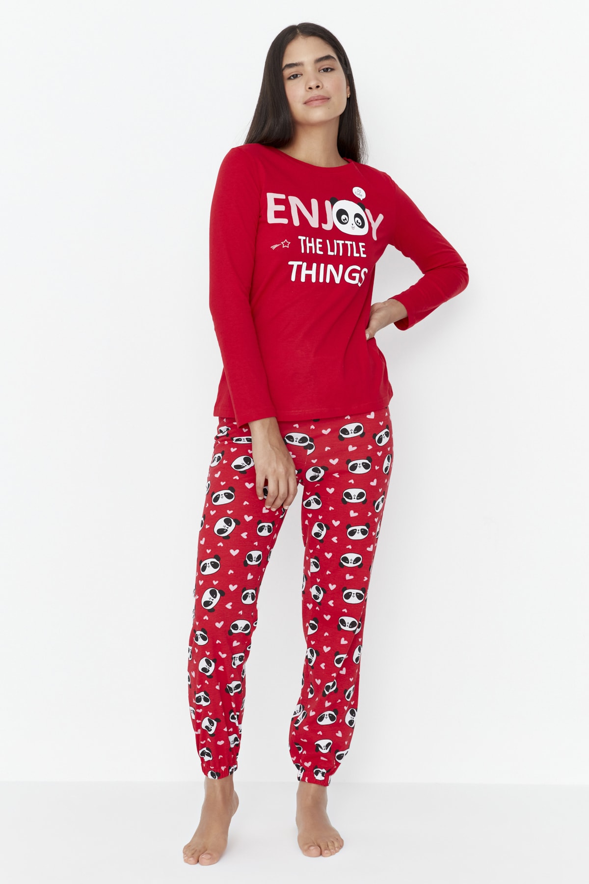 Trendyol Collection Pajama Set - Red - Animal print - Trendyol