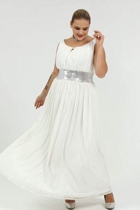 Genç Büyük Beden Beyaz Nikah Elbisesi 5089 ST01026