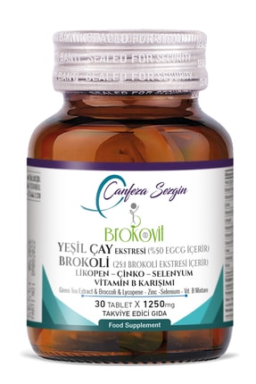BROKOVİT Brokoli Yeşil Çay Ekstresi Likopen Çinko Selenyum Vitamin B Karışımı