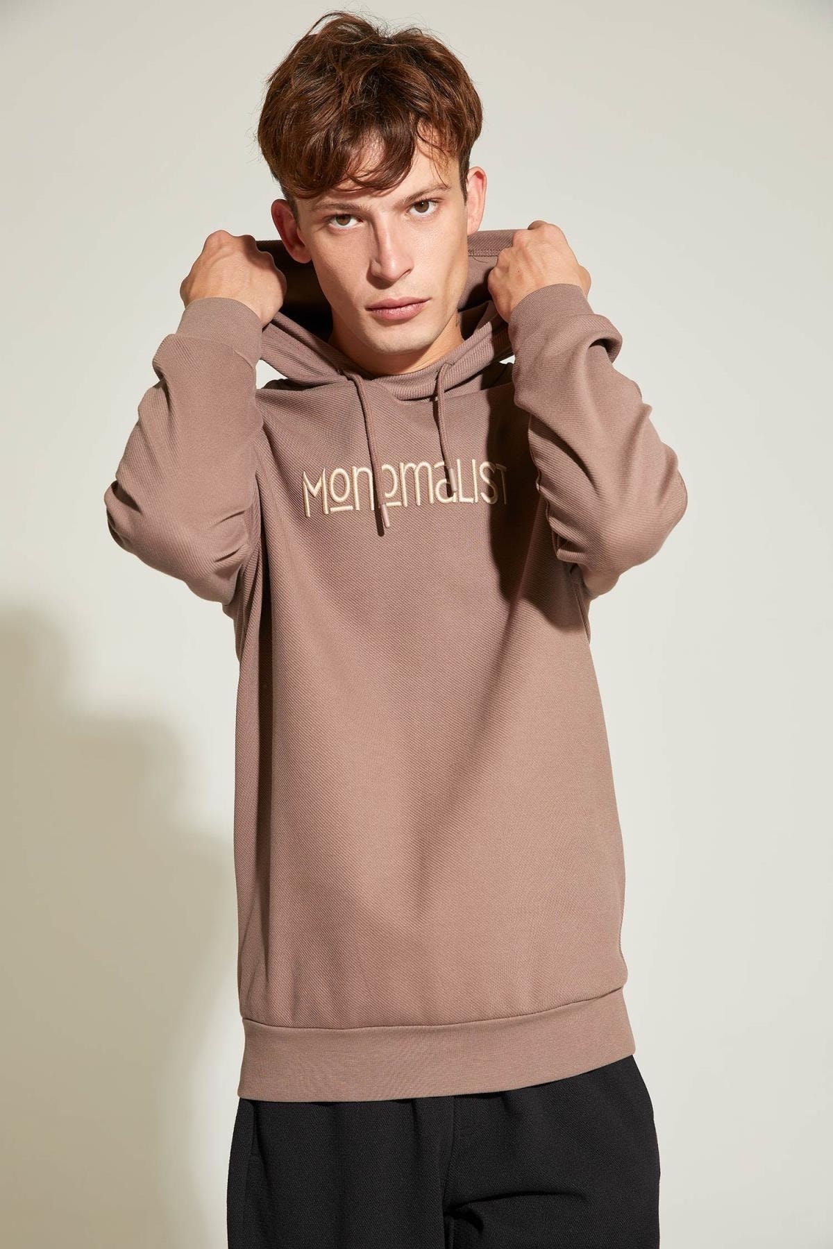 سویشرت مردانه قهوه ای دفاکتو | U9081AZ21AU اورجینال - تصویر 3