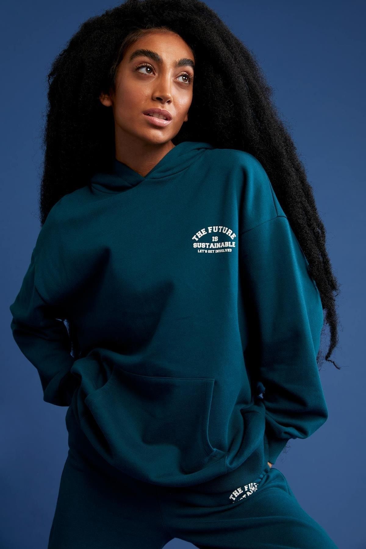 DeFacto Sweatshirt Grün Oversized Fast ausverkauft