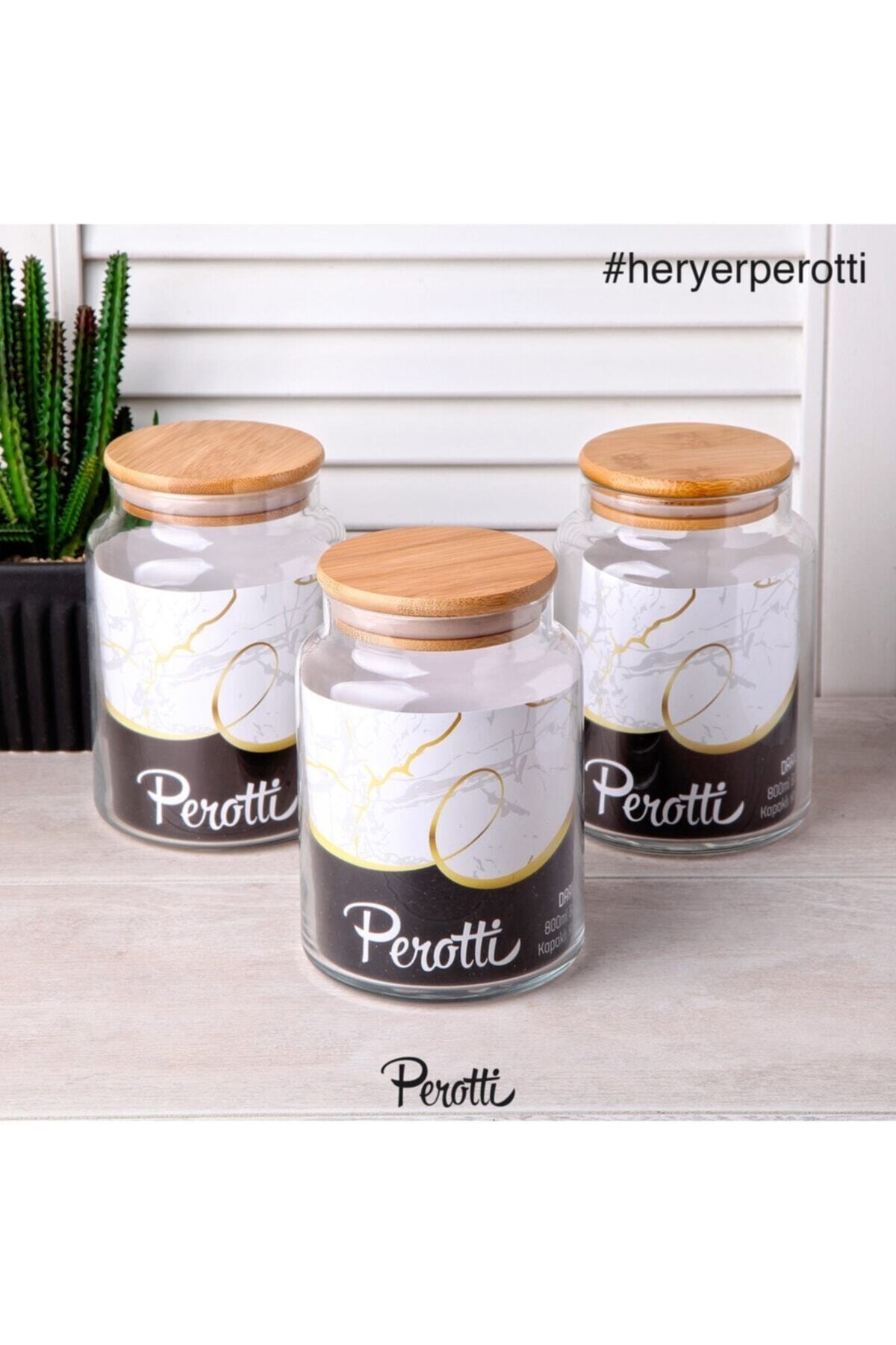 ست 3 عددی ظرف شیشه‌ای درب دار پروتی Perotti