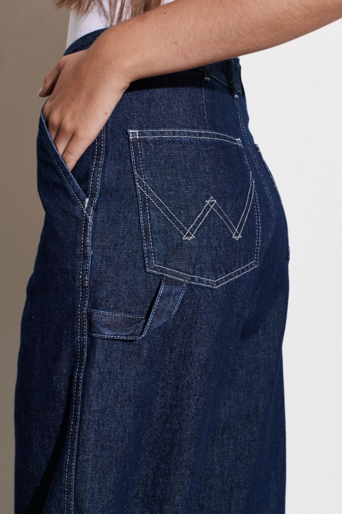 WRANGLER-Blugi Carpenter Fit 100% bumbac cu talie foarte înaltă, cu picioare largi 5