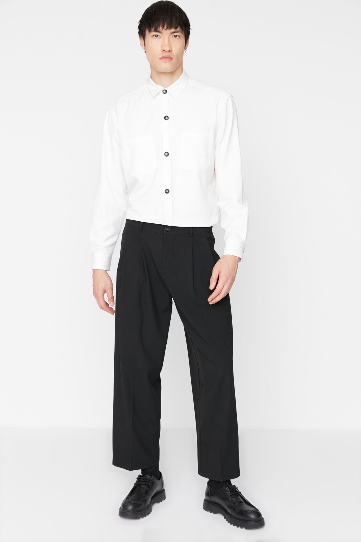 Buy Men's Black Pleat Less Formal Pants for Both Office and