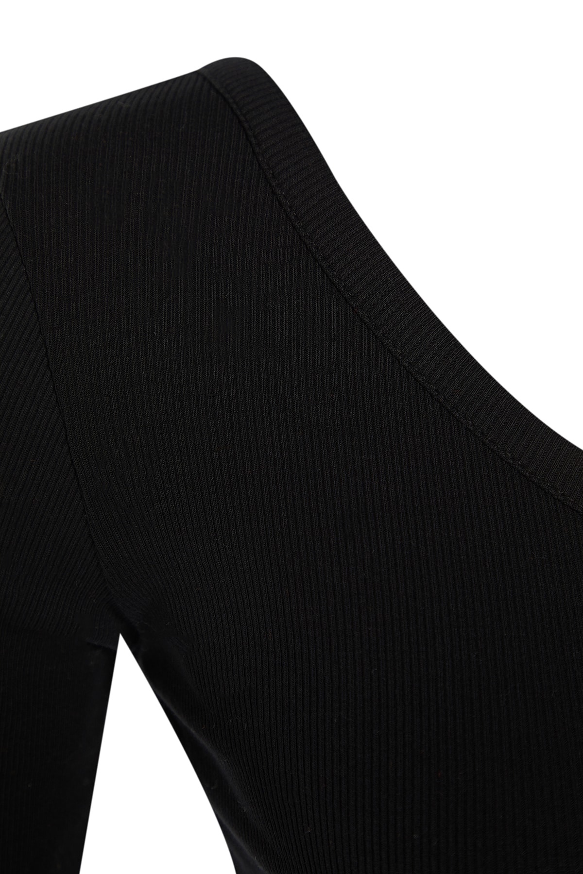 Trendyolmilla  Siyah Fitted/Vücuda Oturan Omzu Açık Fitilli Pamuklu Esnek Örme Bluz TWOAW23BZ00475 - Görsel 11