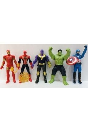 Thanos Hulk Spiderman C.Amerika 16 cm Işıklı Figür Oyuncak 5 Li vel39