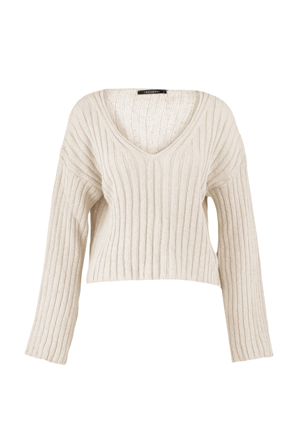 Trendyolmilla  Taş Merserize Görünümlü Yünlü Geniş Kalıp Basic Triko Kazak TWOAW23KZ01844 - Görsel 6