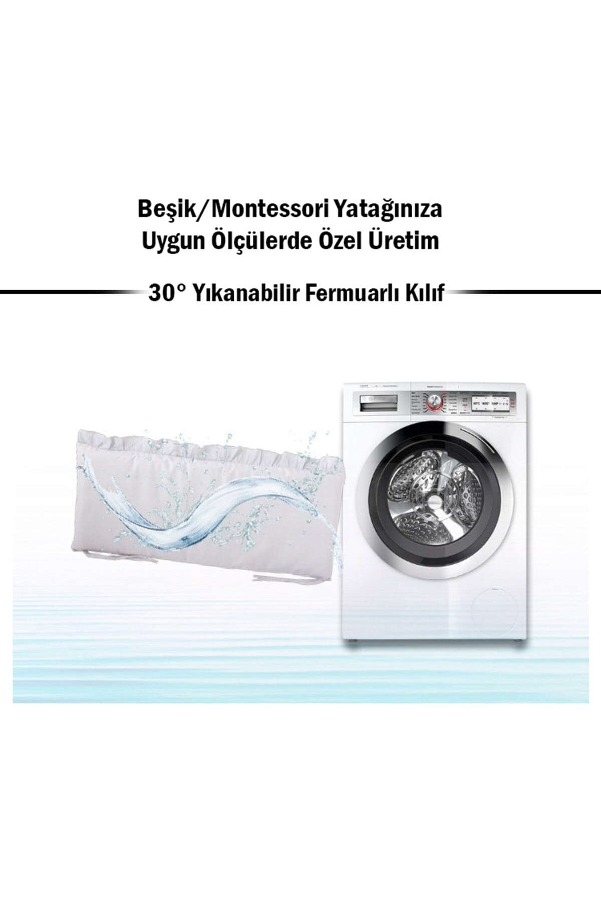 Fırfırlı Beyaz 100x200 Renk Beşik / Montessori Bebek Kenar Koruma 2