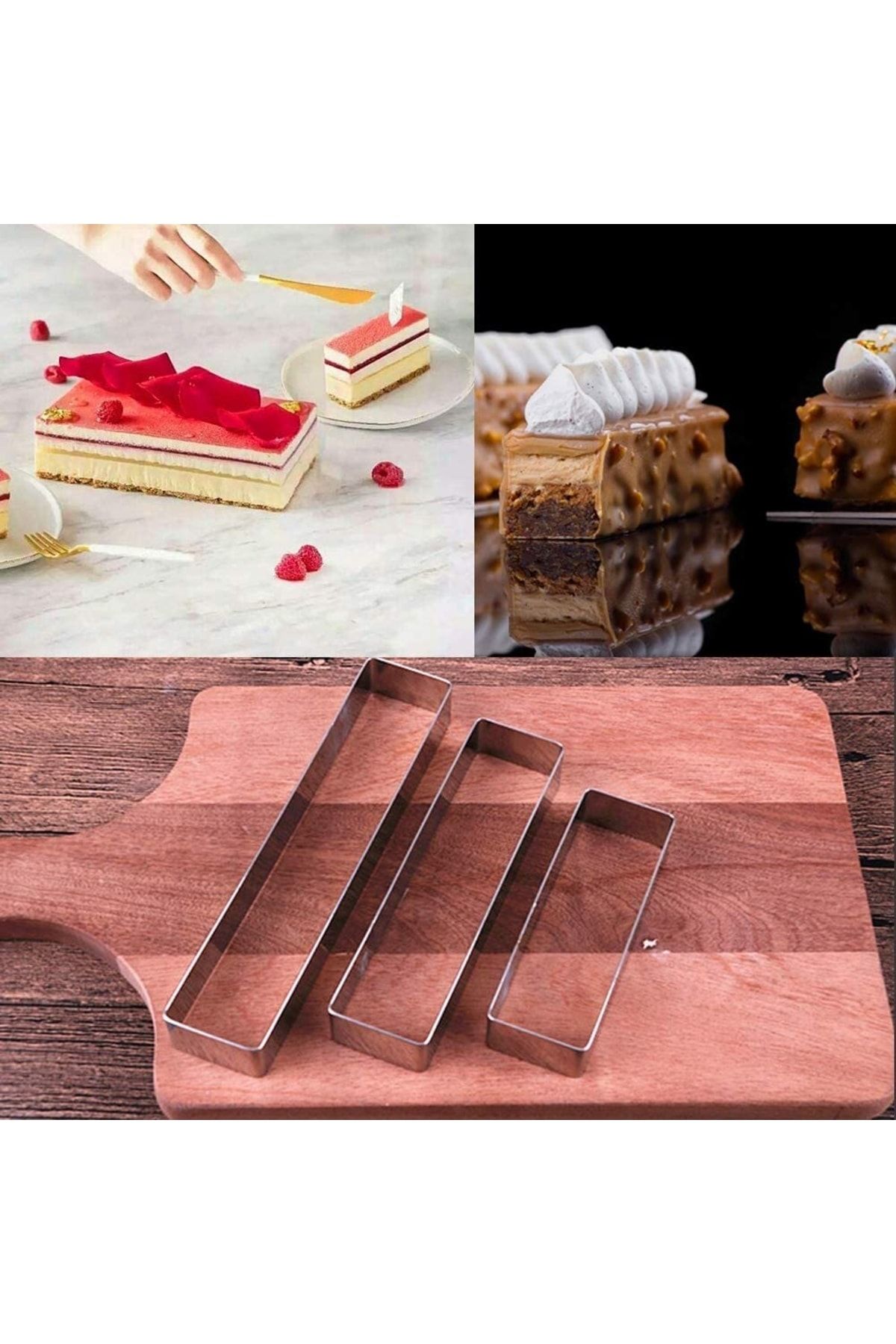 Nar kalıp-Narkalıp Rectangular Tiramisu Cake Mold 3 Pieces 4