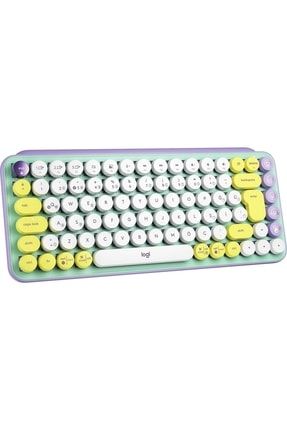 Pop Keys Daydream Özelleştirilebilir Emoji Tuşlu Mekanik Kablosuz Klavye - Sarı&lila 920-010818